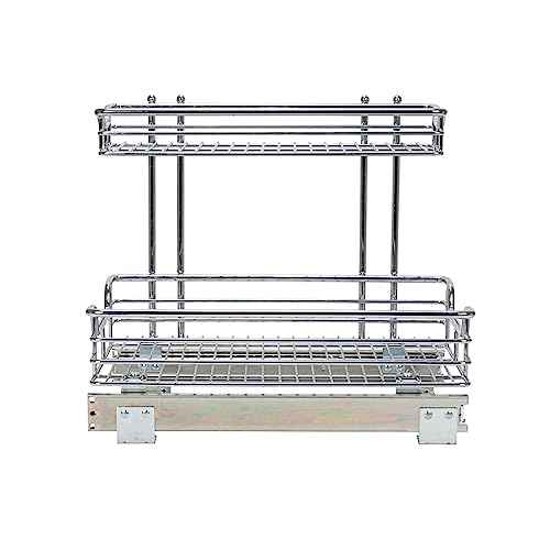 Household Essentials Glidez 2‑Tier Multipurpose Chrome‑Plated Steel Pull‑Out/Slide‑Out Under Sink Organizer, Chrome Finish - size: 12.25" - Standard, style: Undersink