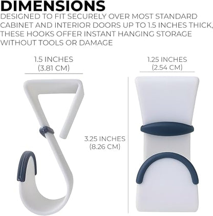 Bexter 4-Pack Over-Door Hooks – Heavy-Duty Plastic with Non-Slip Rubber Grip & Door Protection
