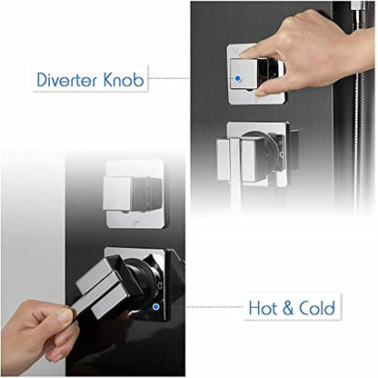 Black Shower Panel Tower Massage Body Jets System Rain Waterfall Mixer Hand Shower