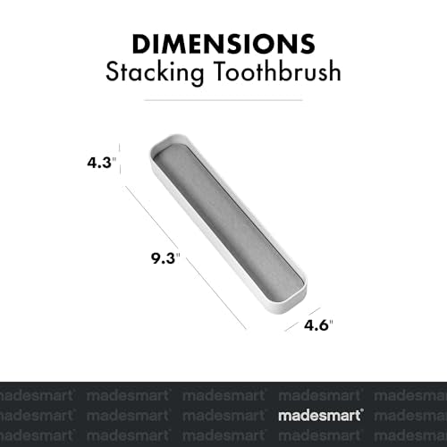 madesmart Drying Stone Toothbrush Tray, White | diatomite, fast drying surface, non slip feet, toothpaste floss, dental items, bathroom counter, woman owned - color: White
