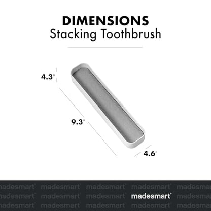 madesmart Drying Stone Toothbrush Tray, White | diatomite, fast drying surface, non slip feet, toothpaste floss, dental items, bathroom counter, woman owned - color: White