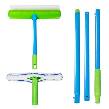 Forgrace Flexible Silicone Squeegee & Microfiber Scrubber with Long Handle | Professional Car Windshield Squeegee Set , Window Cleaning Kit for for Car, Home Glass Shower Mirror, Door