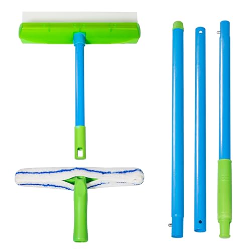 Forgrace Flexible Silicone Squeegee & Microfiber Scrubber with Long Handle | Professional Car Windshield Squeegee Set , Window Cleaning Kit for for Car, Home Glass Shower Mirror, Door