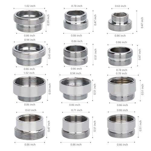 12 PCS Faucet Adapter Kits, Kitchen Aerator Adapter Male To Female Water Hose,Sink Faucet Adapter for Water Filter, Standard Hose via Diverter