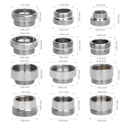 12 PCS Faucet Adapter Kits, Kitchen Aerator Adapter Male To Female Water Hose,Sink Faucet Adapter for Water Filter, Standard Hose via Diverter