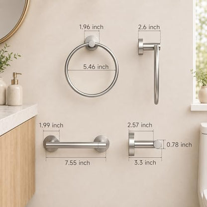 Toilet Paper Holder and Hand Towel Ring Bathroom Set | Brushed Nickel,Stainless Steel,Wall Mount,Bathroom Accessories,Hand Towel Ring and Toilet Paper Holder Set,Easy to install - color: Brushed Nickel