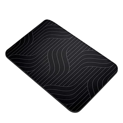Diatomite Stone Bath Mat Quick Dry Bathroom Mat Non-Slip Bathroom Diatomaceous Earth Bathroom Floor Mat Carpet 40x60 cm Black - color: Black