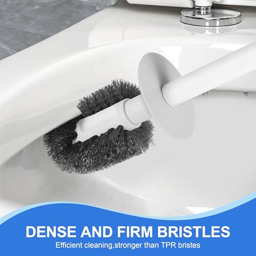 Silkyhose 3 in 1 Toilet Brush & Plunger, Wall Mounted with Crevice Brush | Built-in Storage Holder. Rust-resistant, Durable. Non-Slip Grip. Easy to Install. For Bathroom, Floor & Tile Cleaning.