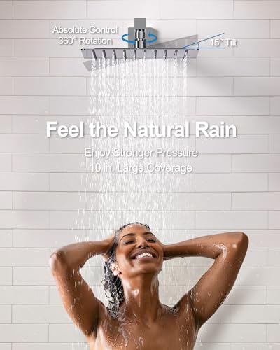 10" Shower Faucet Set with Tub Spount, High Pressure Rainfall Shower Head and Handheld Sprayer Combo, Bathroom Tub Shower Faucet Set, Polished Chrome - color: Polished Chrome