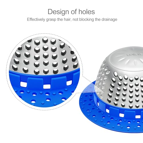LEKEYE Shower Drain Hair Catcher/Shower Drain Cover/Drain Protector for Pop-Up & Regular Drains(Blue) - color: Blue