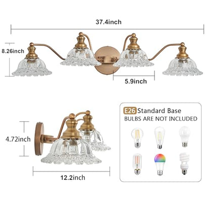 XIEDUN Brass 4 Light Vanity Lights for Bathroom Vanity Light Fixtures Bathroom Light Fixture - color: Brass, size: 4 Light