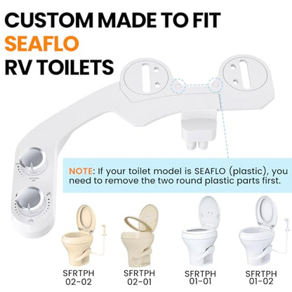 RV Bidet Toilet Seat Attachment, Support for SEAFLO, RV Bidet for Camper Toilet with Dual Nozzles, Self/Rear/Front Cleaning, Non-Electric, Adjustable Water Pressure, Fresh Water - color: Chrome Knob