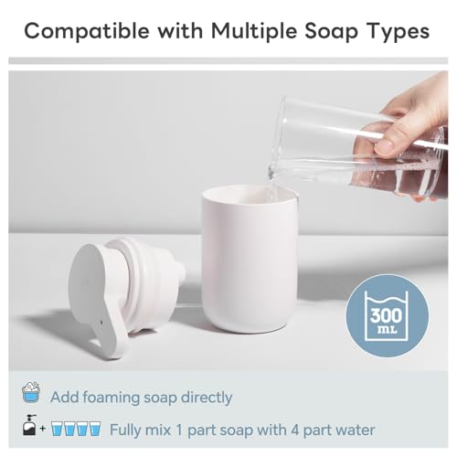 Automatic Foaming Soap Dispenser, Rechargeable Touchless Foam Hand Soap Dispenser for Bathroom, Soap Pump for Kitchen, Water-Resistant, Xmas Gift 10oz - color: White