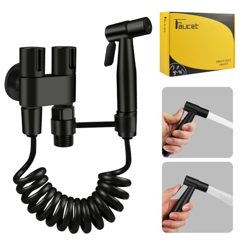 Handheld Toilet Bidet Sprayer for Toilet | Adjustable Water Pressure Control with Complete Bidet Spray Hoses Kit for Feminine Wash, Cloth Diaper Sprayer for Baby Wash - color: Black
