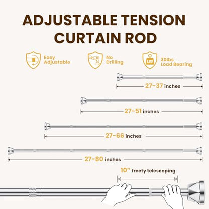 TITGIPE Shower Curtain Rod 32-80 Inches, No Drill Shower Rod Tension, Never Rust Anti-Slip Adjustable Shower Curtain Rod for Bathroom Window, Never Collapse, Easy to Use, Silver - color: Silver, size: 32-80 inches