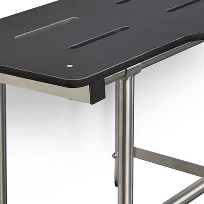 Seachrome 28" x 22.5" Black Reversible Folding Transfer Tub/Shower Seat with Legs, ADA Compliant - color: Matte Black, size: 28 x 22.5 in.