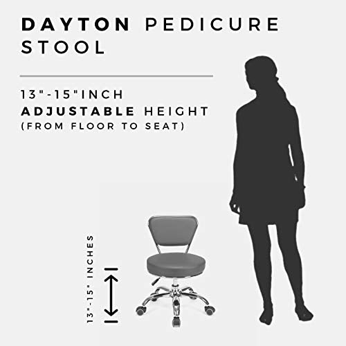 Dayton Garage Rolling Seat (Coffee) Pneumatic, Short Stool with Adjustable Height 13"-15", Perfect for Garage Task, Home Cleaning, Bathroom Short Seat, Technician Task - color: Coffee