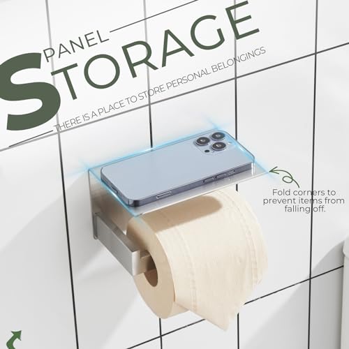 KOKOSIRI Toilet Paper Roll Holder Brushed Nickel Toilet Paper Holder with Shelf Stainless Steel Bathroom Dispenser Wall Mounted, B2010BR - color: Brushed Nickel, size: With Shelf(1 Pack)