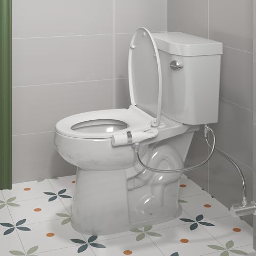 Smart Bidet Seat Non-Electric, Ultra-Thin Dual Nozzle, Hot and Cold Water Front Rear Wash with Adjustable Pressure, Easy Installation - color: Black, style: Knob