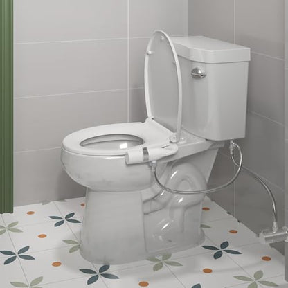 Smart Bidet Seat Non-Electric, Ultra-Thin Dual Nozzle, Hot and Cold Water Front Rear Wash with Adjustable Pressure, Easy Installation - color: Black, style: Knob