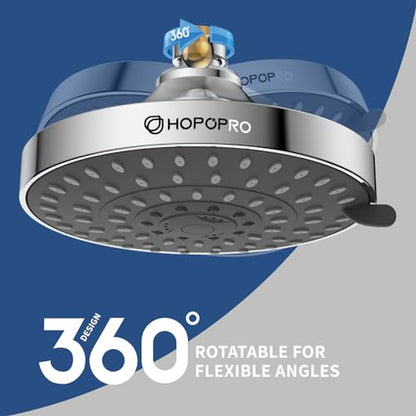 High Pressure Shower Head, HOPOPRO 5-Mode Fixed Showerhead, NBC Recommended | The Washington Post, NBC News, Today TV Show Recommended, Consumer Reports Tested High Flow Fixed Shower Head (6 Inch Chrome) - color: Chrome Modern, style: 6 Inch Modern