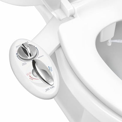 LUXE Bidet NEO 320 - Warm Water Bidet Attachment for Toilet Seat, White | Non-Electric, Warm Water, Dual Nozzle, Self-Cleaning, Adjustable Water Pressure, Rear & Feminine Wash - color: White
