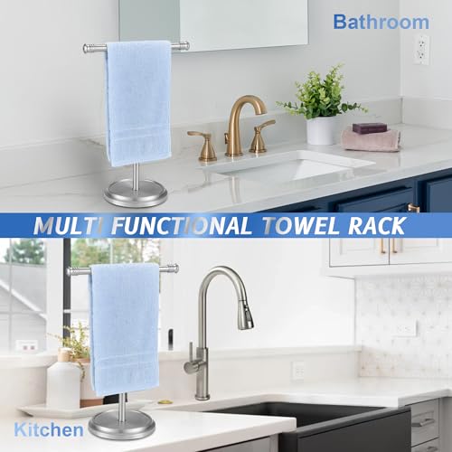 Hand Towel Holder Stand, Free Standing Towel Rack Stand with Stainless Steel Base, Rust-Proof Towel Bar for Bathroom Kitchen Countertop (Brushed Nickel) - color: Brushed Nickel