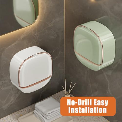 Wall Mounted Double-Layer Soap Dish with Drain Tray, No-Drill Adhesive Soap Holder for Bathroom and Shower, Removable ABS Plastic Soaps Bar Organizer, Keeps Soaps Dry and Clean (A-White) - color: A-white