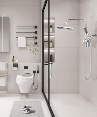 Filtered Shower Head with Handheld Spray Combo,12 inch High Pressure Rainfall Shower Head with Adjustable Slide Bar,Dual Rainfall Showerhead,Bathroom Accessories,Chrome