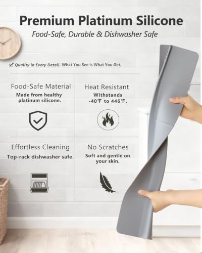 Kitchen Sink Splash Guard 23" 18" 30" Self-Draining Silicone Water Guard with High Splash Wall & Strong Suction Cups for Faucet, Countertop & Sink Edge, Keeps Sinks Dry, Dishwasher Safe, Gray - color: Gray, size: 23" x 3.5"