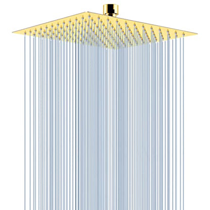 Voolan Rain Shower head, High Pressure Shower Head Made of 304 Stainless Steel, Relaxed Shower Experience Even at Low Water Flow and Pressure (10" Gold) - color: Golden, size: 10 Inch