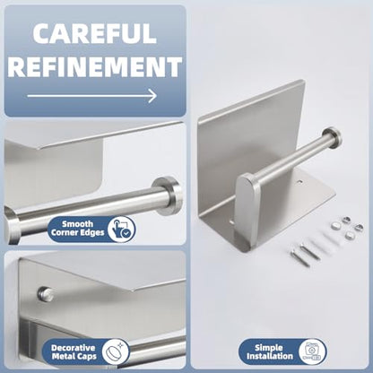 Toilet Paper Holder with Phone Shelf, APLusee SUS 304 Stainless Steel Bathroom Tissue Holder, Wall Mounted Roll Paper Dispenser, Brushed Nickel - color: Brushed Nickel, size: Single Rod