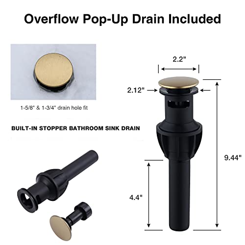 TRUSTMI 8 Inch Widespread Brushed Gold Bathroom Faucet 3 Hole 2 Handle Brass Vanity Sink Faucet with 360 Degree Swivel Spout, Overflow Drain and cUPC Waterlines - color: Brushed Gold