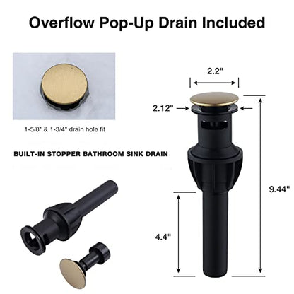 TRUSTMI 8 Inch Widespread Brushed Gold Bathroom Faucet 3 Hole 2 Handle Brass Vanity Sink Faucet with 360 Degree Swivel Spout, Overflow Drain and cUPC Waterlines - color: Brushed Gold