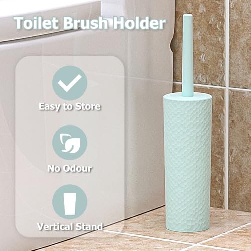 Topsky 2 Pack Compact Toilet Brush & Holder Set, Plastic Round Barrel Loo Brush with 2 Replacement Toilet Brush Head, Durable for Bathroom Toilet, Green - color: Green