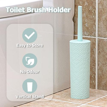 Topsky 2 Pack Compact Toilet Brush & Holder Set, Plastic Round Barrel Loo Brush with 2 Replacement Toilet Brush Head, Durable for Bathroom Toilet, Green - color: Green