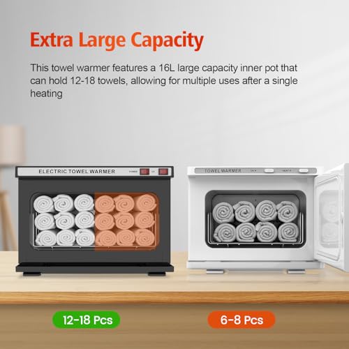 Towel Warmer Cabinet, 16L Professional Hot Towel Warmer Heating Use for SPA, Massage, Salon, Barber and Home - Black