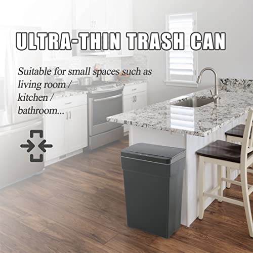 Kitchen Trash Can,13 Gallon Trash 50 Liter Can Automatic Touch Free High-Capacity Garbage Can with Lid for Bedroom Bathroom Home Office, Black - color: BLACK