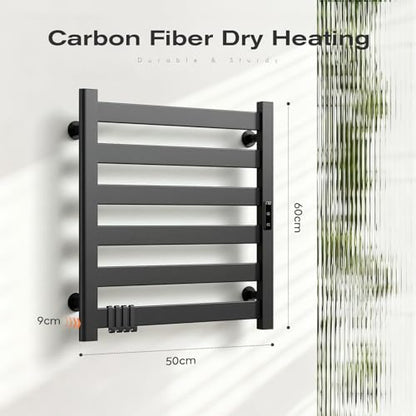Heated Towel Rack for Bathroom - 6 Bars Towel Warmer Rack Wall Mounted with Intelligent Touch Screen Timer & Temperature Multi-Level Adjustments for Bathroom Shower Hot Tub Spa, Black - color: Black