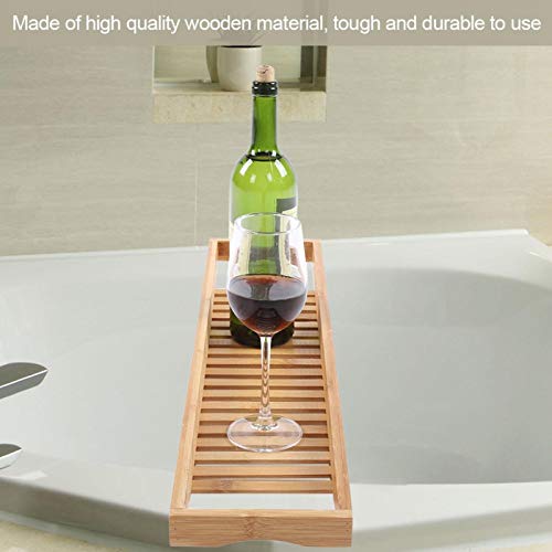 Premium Bamboo Bathtub Tray Caddy - Wood Bath Tray Expandable with Book, Wine Holder Idea for Loved Ones