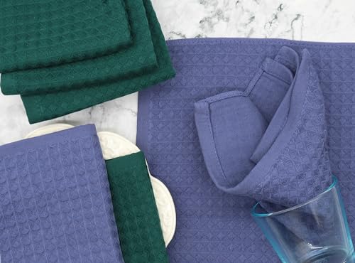 Washcloths Cotton Dish Cloths, 8 Pack,12”x12”,Blue Dish Rags | Soft Kitchen Washcloths Wash Rags, Double Deck Small Hand Towels For Kitchen, Absorbent Dish Cloths For Washing Dishes - color: Blue