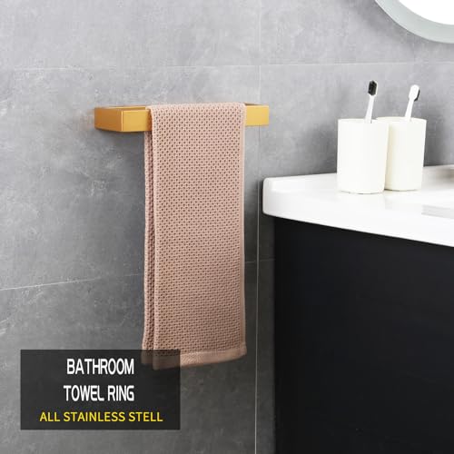 GERZWY Gold Stainless Steel Towel Holder Towel Hanger Towel Ring for Bathroom Lavatory Wall Mount Contemporary Style - color: Champagne Gold