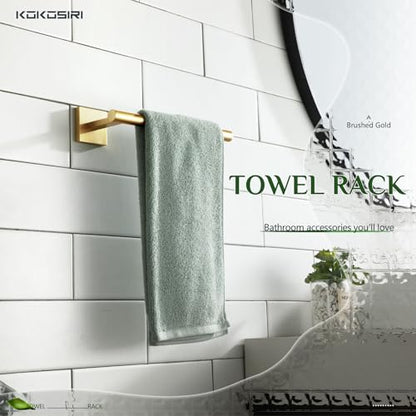 KOKOSIRI Bathroom Towel Bar Gold Hand Towel Holders Wall Mount Toilet Kitchen Cabinet Paper Holder Stainless Steel Bath Accessories, B3008BG - color: Gold, size: 1 Pack