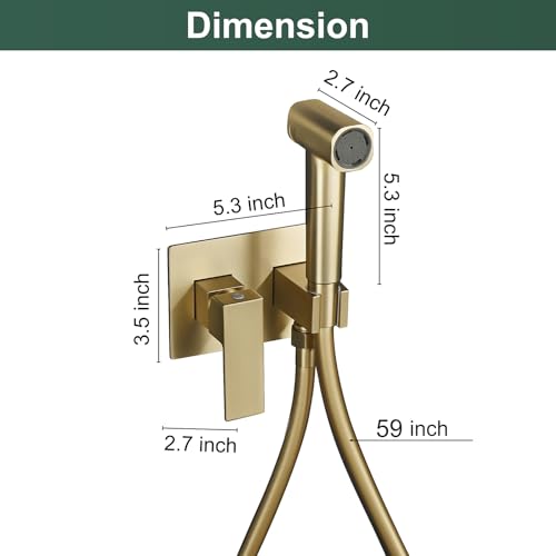 Toilet Concealed Hot and Cold Bidet Spray Set Handheld Bidet Sprayer for Toilet Brass Handheld Bidets Sprayer for Toilets Warm Water, Brushed Gold