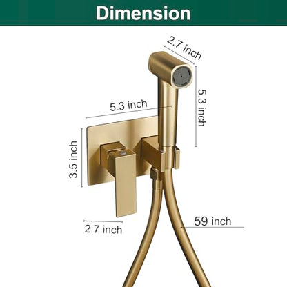 Toilet Concealed Hot and Cold Bidet Spray Set Handheld Bidet Sprayer for Toilet Brass Handheld Bidets Sprayer for Toilets Warm Water, Brushed Gold