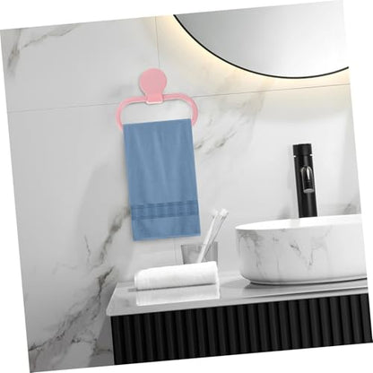 POPETPOP 2Pcs Adhesive Towel Ring Space Saving Plastic Hand Towel Holder for Bathroom Kitchen Modern Design Easy Installation Decor