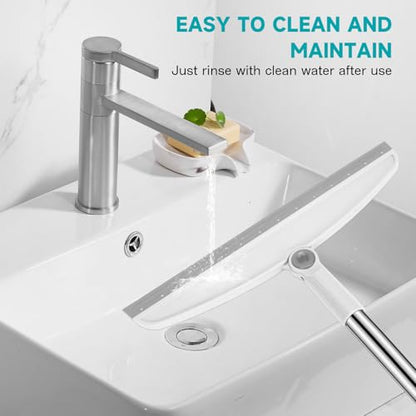 NACENA Silicone Floor Squeegee, 54-in Adjustable Long Handle Multifunction Silicone Broom, Sweep and Scrape 2 in 1 Household Cleaning Broom for Floor, Deck, Bathroom, Kitchen, Pet Hair, Glass, White - color: White