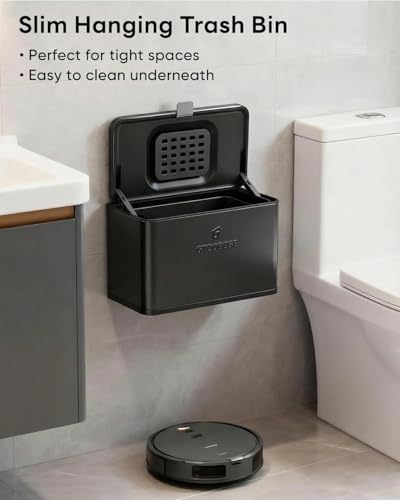 Kitchen Mini Compost Bin, 4L/1G Small Trash Can with Lid, Slim Stainless Steel Hanging Garbage Bin for Kitchen, Bathroom, Bedroom, Office, Wall Mounted Compost Bin with Inner Bucket, Black - size: 4L-Black