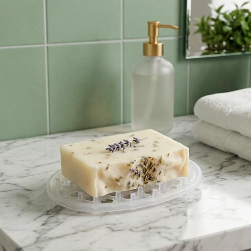 2Pcs Silicone Soap Dish, Bar Soap Holder Non-Slip | with Efficient Drainage Holes, for Shower, for Kitchens, Bathrooms, and Shower Countertops