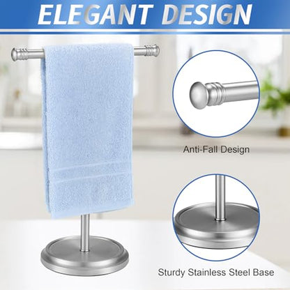 Hand Towel Holder Stand, Free Standing Towel Rack Stand with Stainless Steel Base, Rust-Proof Towel Bar for Bathroom Kitchen Countertop (Brushed Nickel) - color: Brushed Nickel